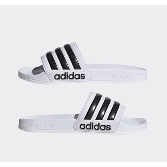 NWT Adidas Unisex Shower Slide S- White/Core Black/White, Size 12 US Men main image 4
